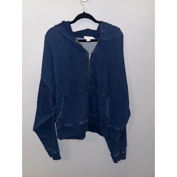 Good American Tops - Good American Indigo Blue Zip Up Hoodie French Terry Oversized Sweatshirt 2XL/3X